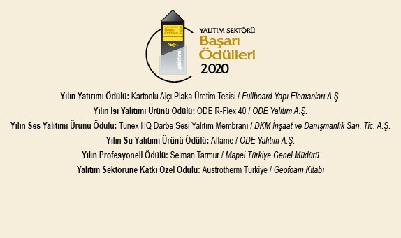 Yalıtım Sektörü Başarı Ödülleri'20 Kazananlar Belli Oldu